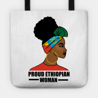 Proud Ethiopian Woman, Ethiopia Flag, Afro African Tote