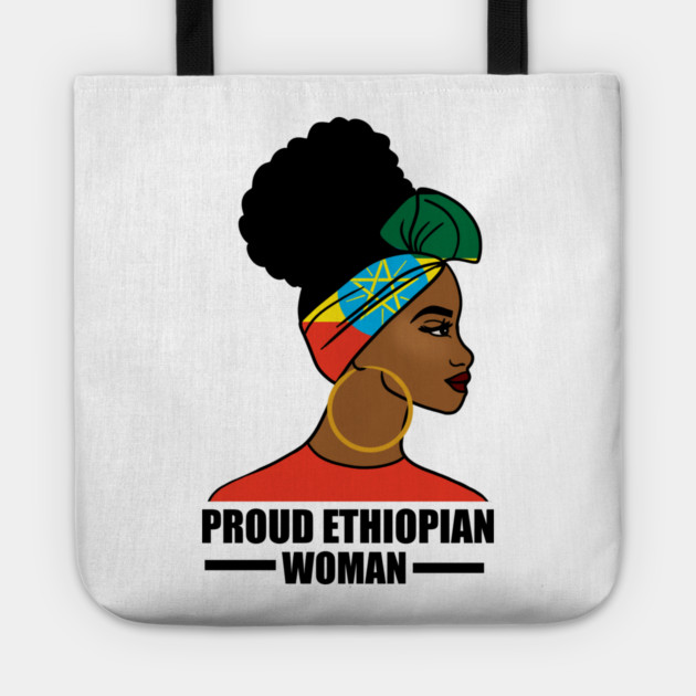 Proud Ethiopian Woman, Ethiopia Flag, Afro African Tote by logiamerch