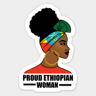 Proud Ethiopian Woman, Ethiopia Flag, Afro African Sticker