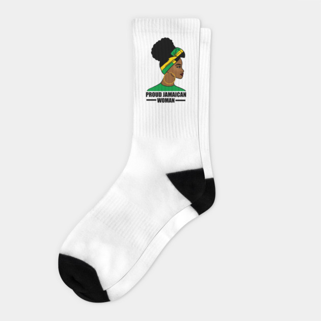 Proud Afro Jamaican Woman, Jamaica Flag Socks by logiamerch