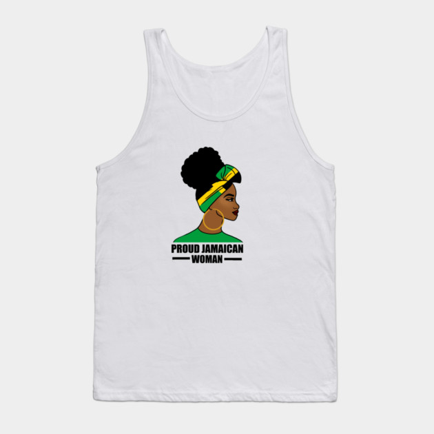 Proud Afro Jamaican Woman, Jamaica Flag Tank Top by logiamerch