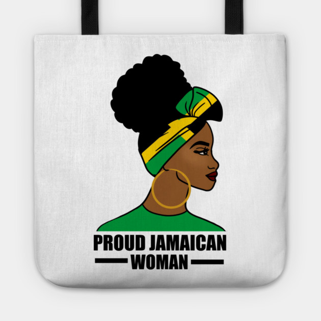 Proud Afro Jamaican Woman, Jamaica Flag Tote by logiamerch