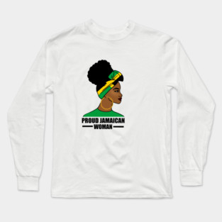 Proud Afro Jamaican Woman, Jamaica Flag Long Sleeve T-Shirt