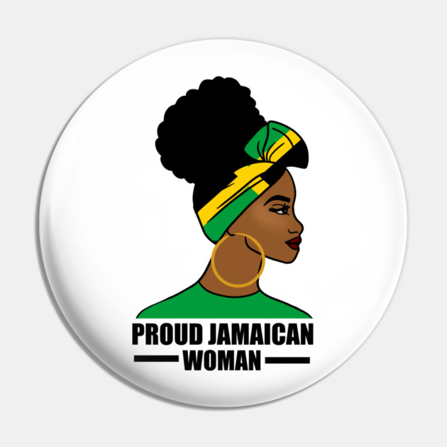 Proud Afro Jamaican Woman, Jamaica Flag Pin by logiamerch