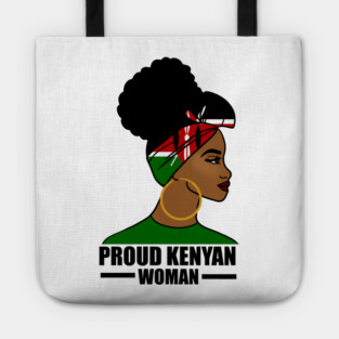 Proud Kenyan Woman, Kenya Flag, Afro African Tote