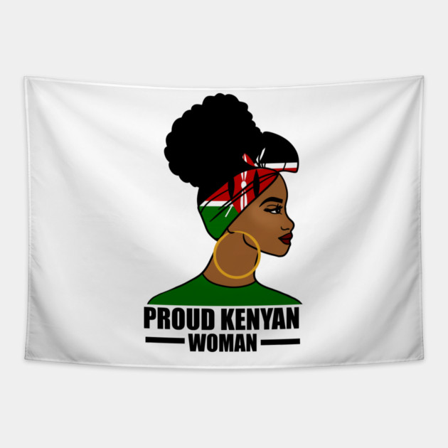 Proud Kenyan Woman, Kenya Flag, Afro African Tapestry by logiamerch