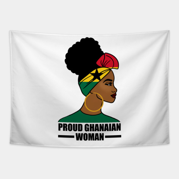 Proud Ghanaian Woman, Ghana Flag, African Tapestry by logiamerch
