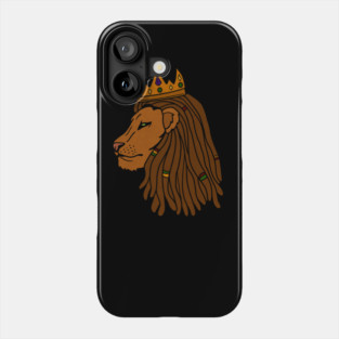 African Lion, Rasta, Dreadlocks, Lion with Crown Phone Case