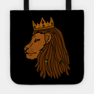African Lion, Rasta, Dreadlocks, Lion with Crown Tote