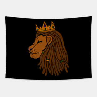 African Lion, Rasta, Dreadlocks, Lion with Crown Tapestry
