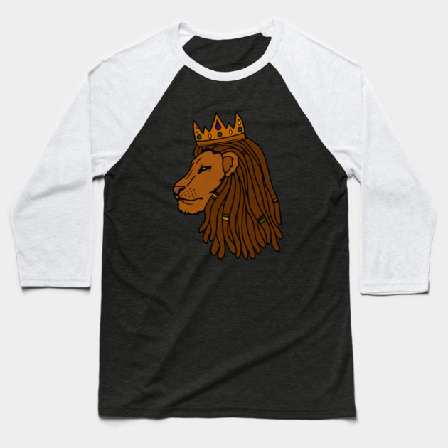 African Lion, Rasta, Dreadlocks, Lion with Crown Baseball T-Shirt by logiamerch