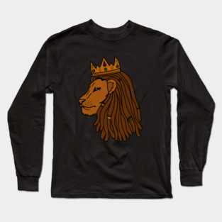African Lion, Rasta, Dreadlocks, Lion with Crown Long Sleeve T-Shirt
