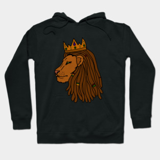 African Lion, Rasta, Dreadlocks, Lion with Crown Hoodie