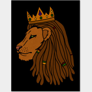 African Lion, Rasta, Dreadlocks, Lion with Crown Posters and Art
