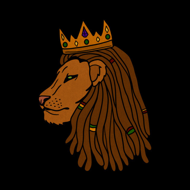 African Lion, Rasta, Dreadlocks, Lion with Crown by logiamerch