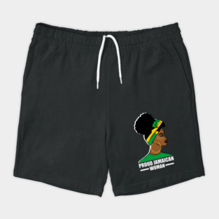 Proud Afro Jamaican Woman, Jamaica Flag Shorts