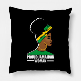 Proud Afro Jamaican Woman, Jamaica Flag Pillow