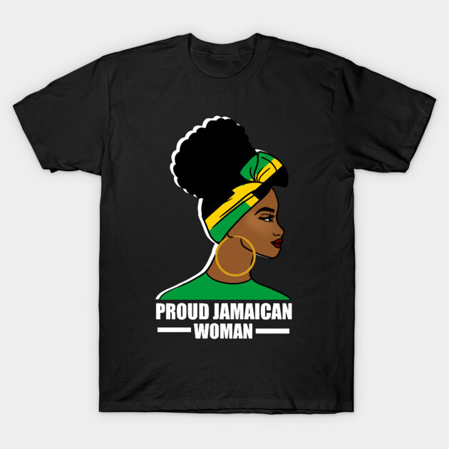 Proud Afro Jamaican Woman, Jamaica Flag T-Shirt by logiamerch