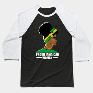 Proud Afro Jamaican Woman, Jamaica Flag Baseball T-Shirt