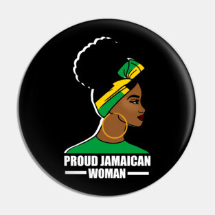 Proud Afro Jamaican Woman, Jamaica Flag Pin