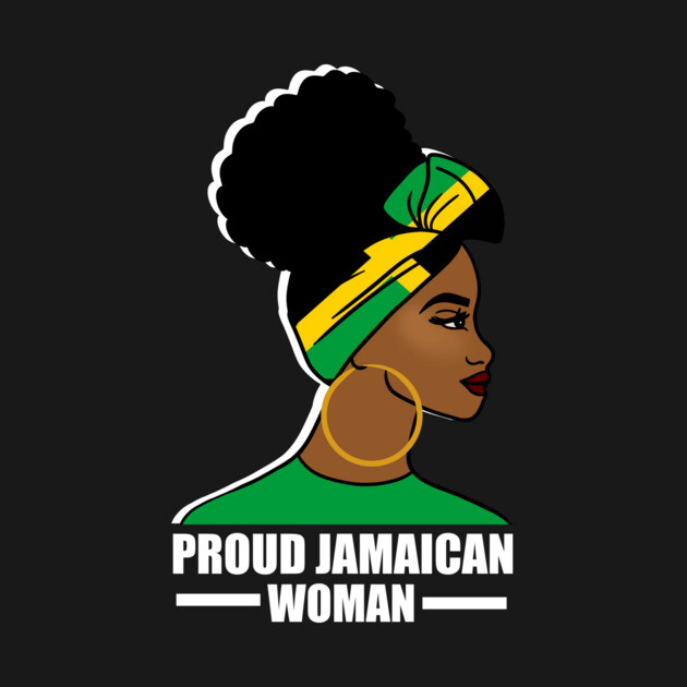 Proud Afro Jamaican Woman, Jamaica Flag by logiamerch