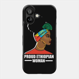 Proud Ethiopian Woman, Ethiopia Flag, Afro African Phone Case