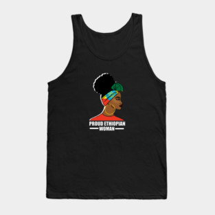 Proud Ethiopian Woman, Ethiopia Flag, Afro African Tank Top