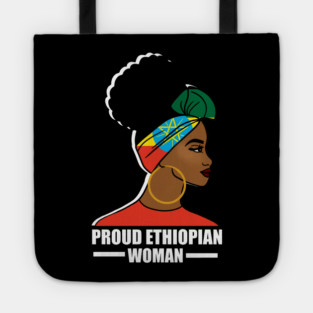 Proud Ethiopian Woman, Ethiopia Flag, Afro African Tote