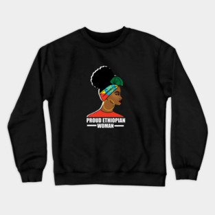 Proud Ethiopian Woman, Ethiopia Flag, Afro African Crewneck Sweatshirt