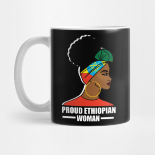 Proud Ethiopian Woman, Ethiopia Flag, Afro African Mug