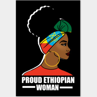 Proud Ethiopian Woman, Ethiopia Flag, Afro African Posters and Art