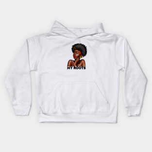 My African Roots, Black Pride, Afro African Woman Kids Hoodie