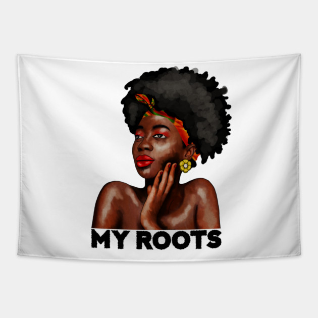 My African Roots, Black Pride, Afro African Woman Tapestry by logiamerch