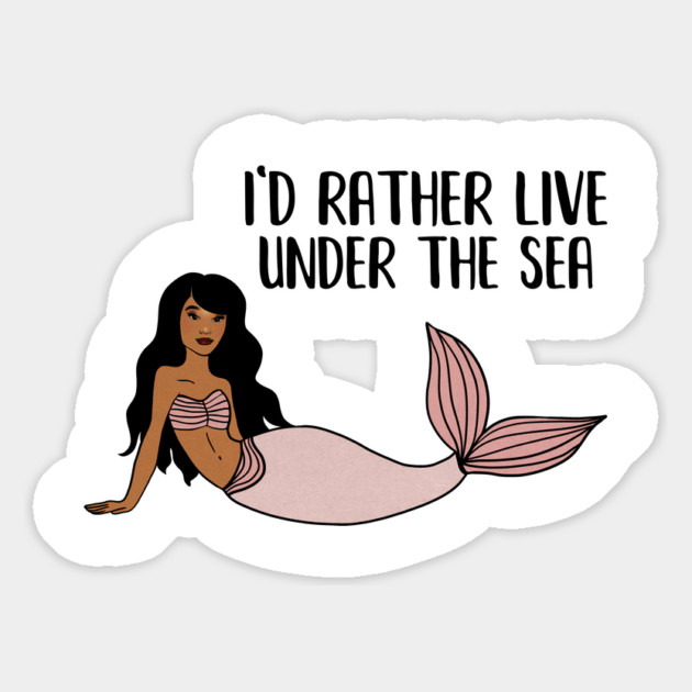 Black Mermaid, I'd rather live under the Sea Magnet by logiamerch
