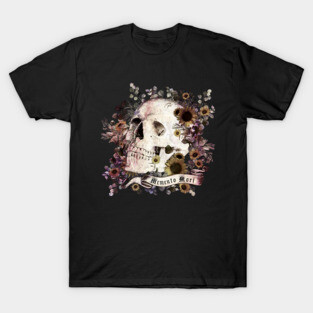 Memento mori, Skull and dark flowers, sugar skull, T-Shirt