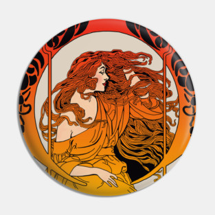 Art Deco Lady (orange) Pin