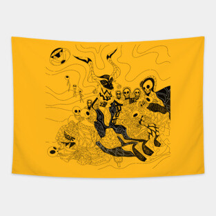deadly alien canvas, the coven witch in pattern ecopop Tapestry