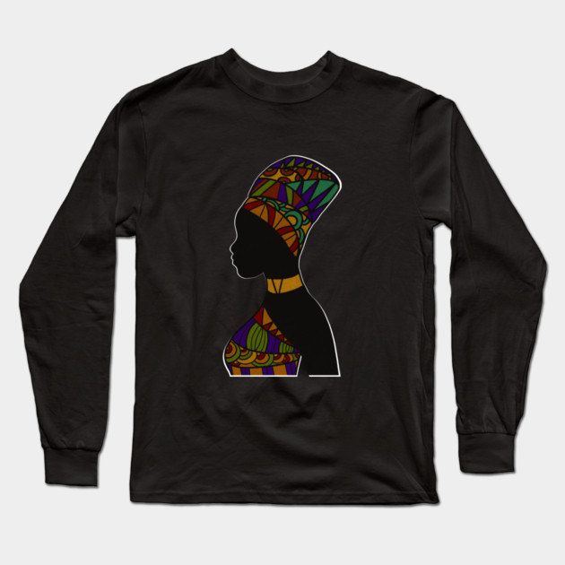 Afro African Pattern, Black Pride Long Sleeve T-Shirt by logiamerch