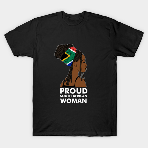 Proud South African Woman, South Africa Flag T-Shirt by logiamerch