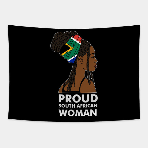 Proud South African Woman, South Africa Flag Tapestry by logiamerch