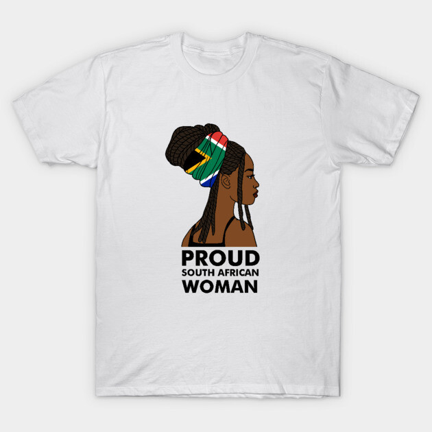 Proud South African Woman, South Africa Flag T-Shirt by logiamerch