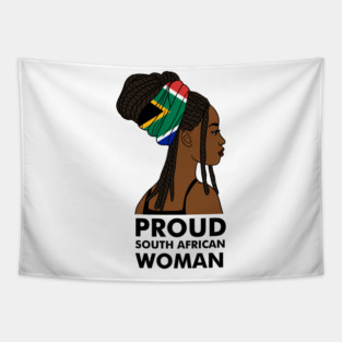 Proud South African Woman, South Africa Flag Tapestry