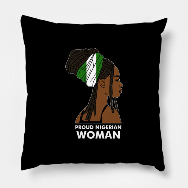 Proud Nigerian Woman, Nigeria Flag African Pillow by logiamerch