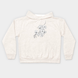 Sakura Cherry Blossom Flower Monoline Illustration Kids Hoodie