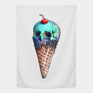 Ice Cream Skull Tapestry