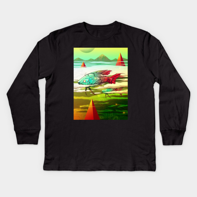 Big Fish 025 Kids Long Sleeve T-Shirt by DOSER