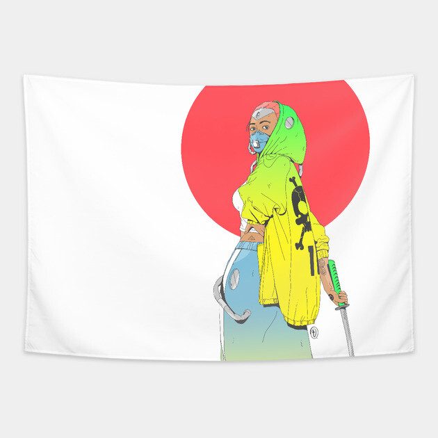 NINJA GIRL Tapestry by DOSER