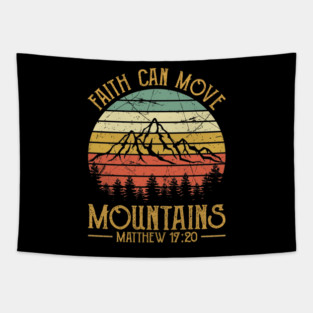 Vintage Retro Faith Can Move Mountains Christian Tapestry