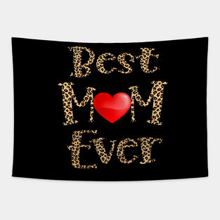 Best MOM Ever, Leopard Print Tapestry