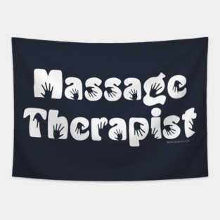 Massage Therapist White Text Tapestry